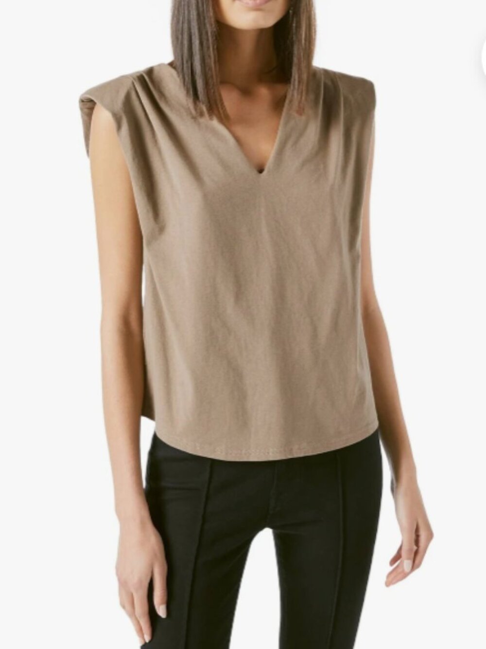 FRAME padded shoulder muscle tshirt, size M. Brown/Beige